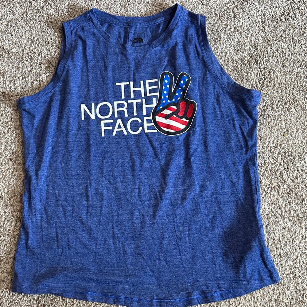 The North Face Blue Tank with Peace Graphic